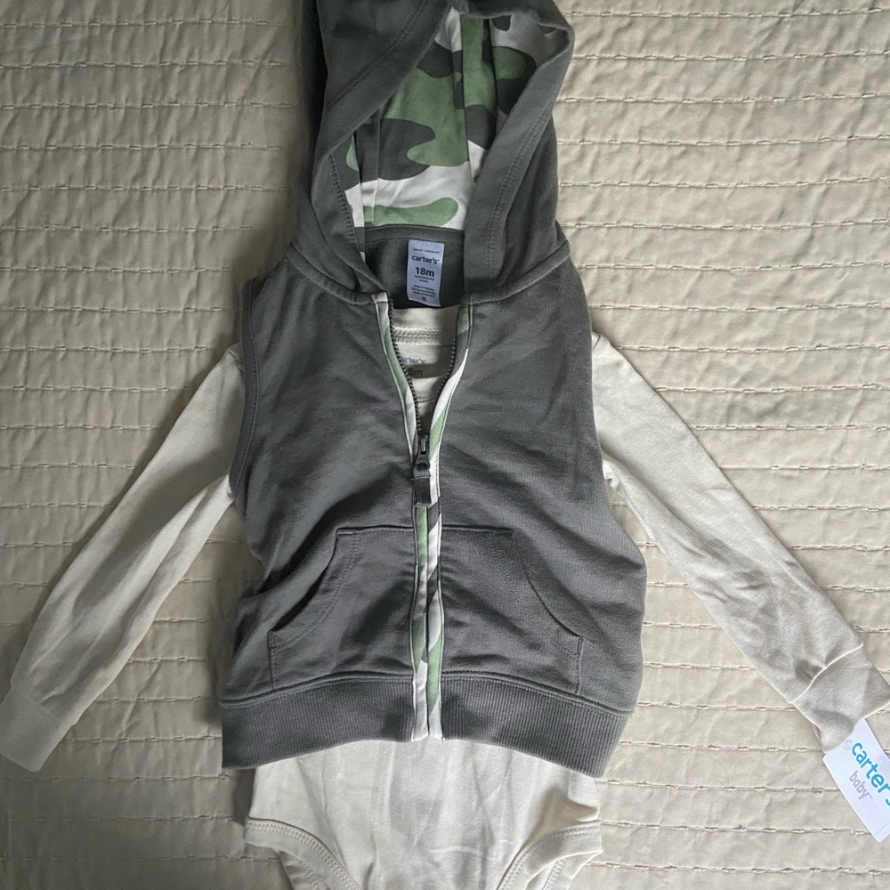 Carters 100% cotton long sleeve shirt and vest